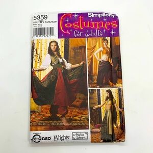 Simplicity Costumes for Adult Top Skirt UNCUT 5359 Sewing Pattern RR 14 - 20